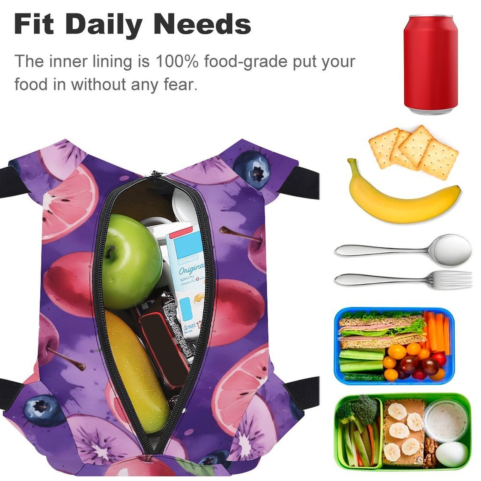 Reusable water resistant lunch bag tote for work, picnics, outdoor, traveling or shopping easy carry - Image 4