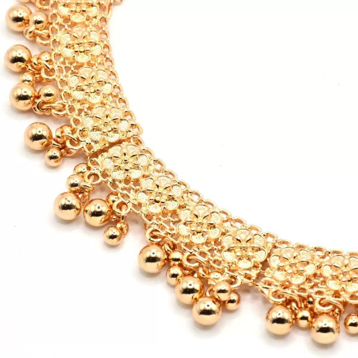 gold plated Tassel Earrings jhumka and Necklace Set - Image 2
