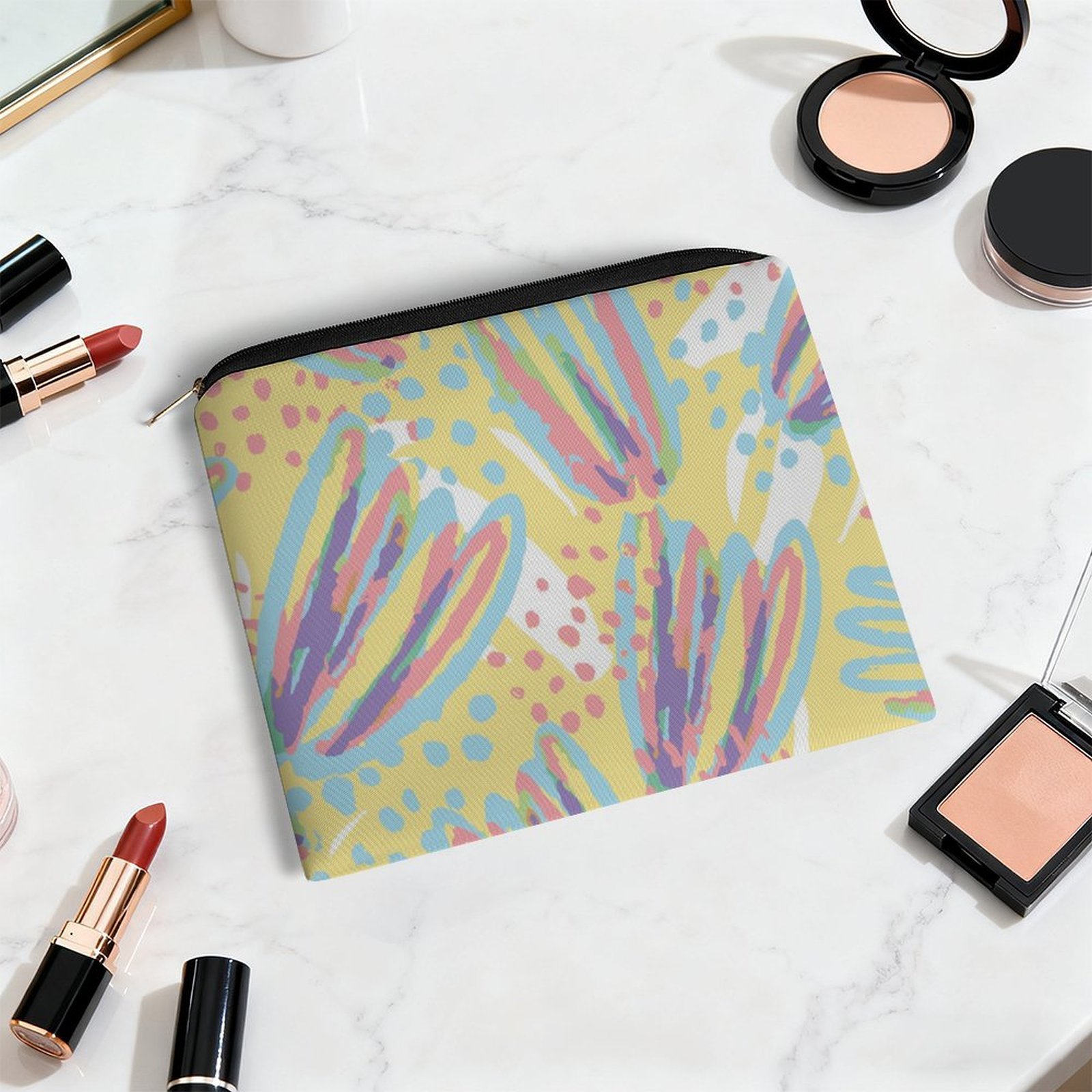Big pouch floral abstract pattern 8.9"(L) × 6.5"(W) - Image 5
