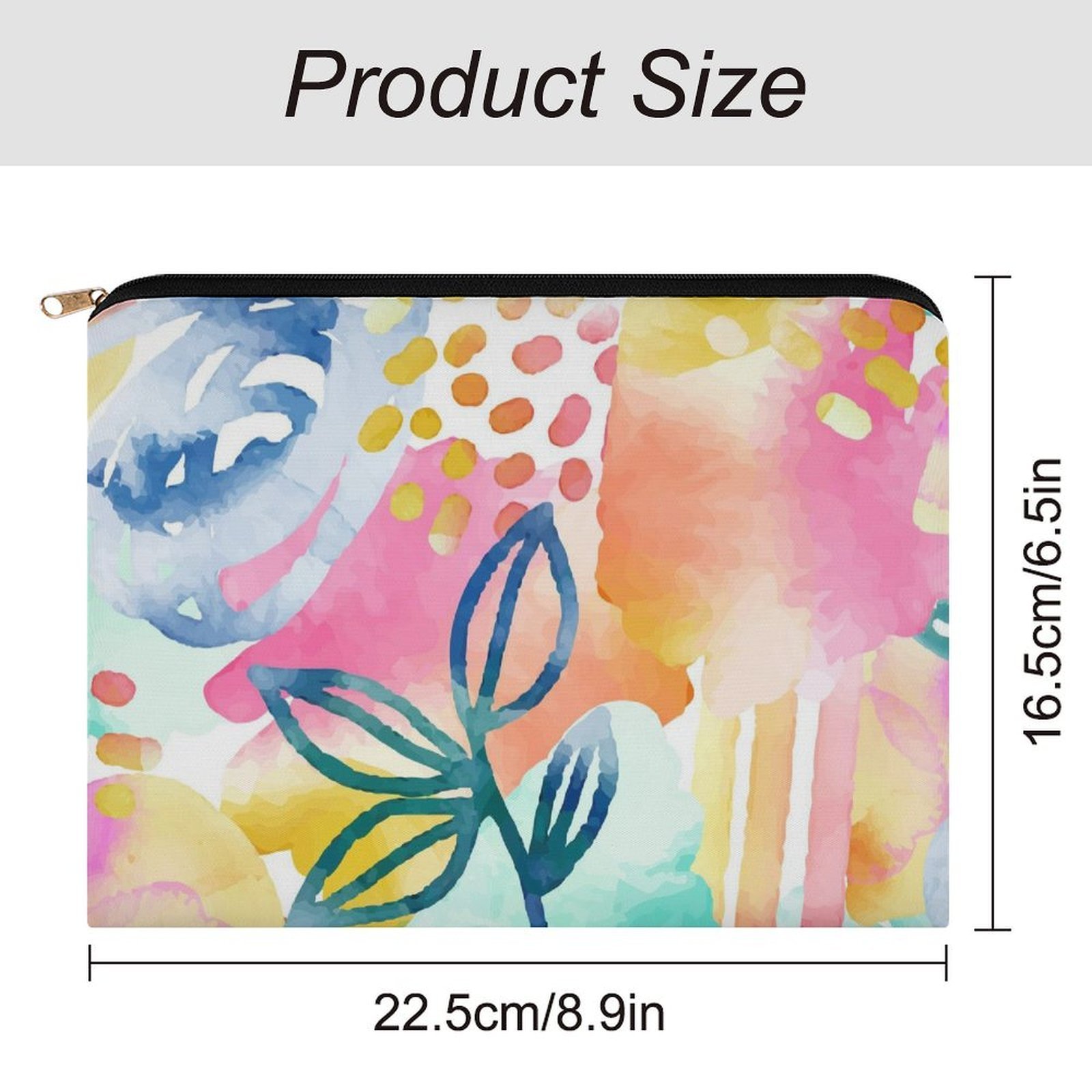 Big pouch floral abstract pattern 8.9"(L) × 6.5"(W) - Image 2