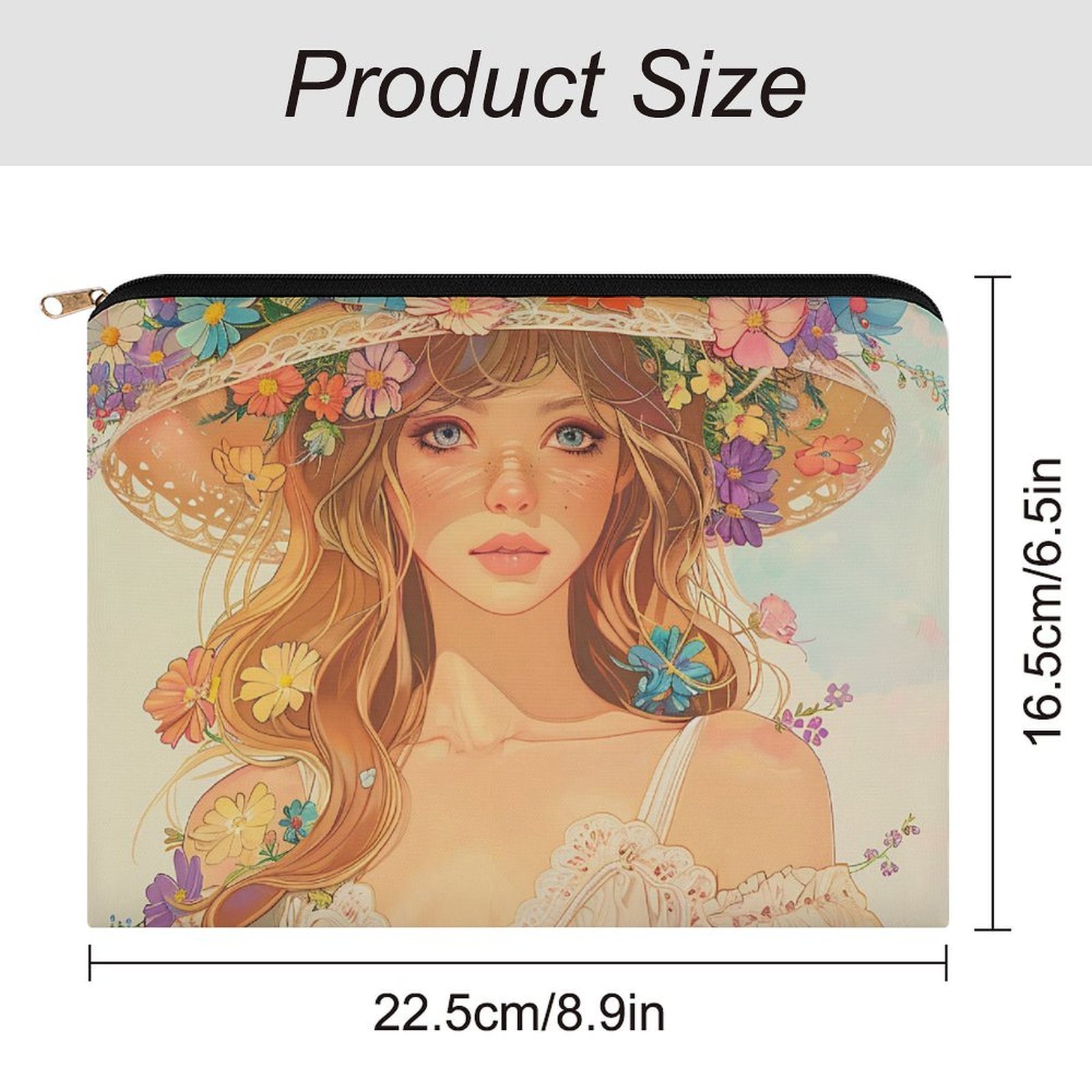 Big pouch bag floral abstract pattern 8.9"(L) × 6.5"(W) - Image 2