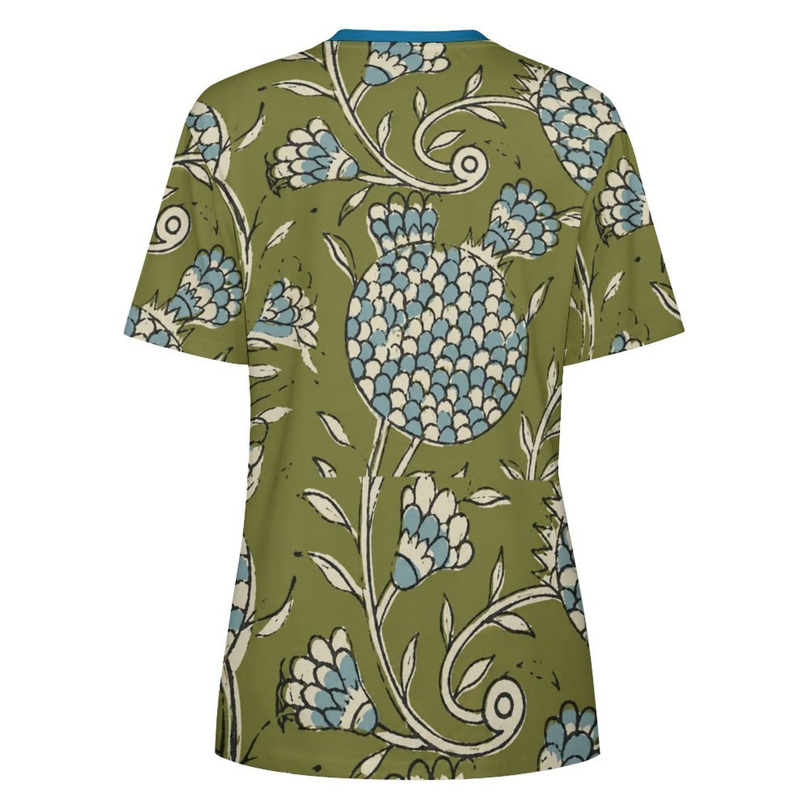 blue and green tee All-Over Print Women's Cotton T-Shirt - Image 2