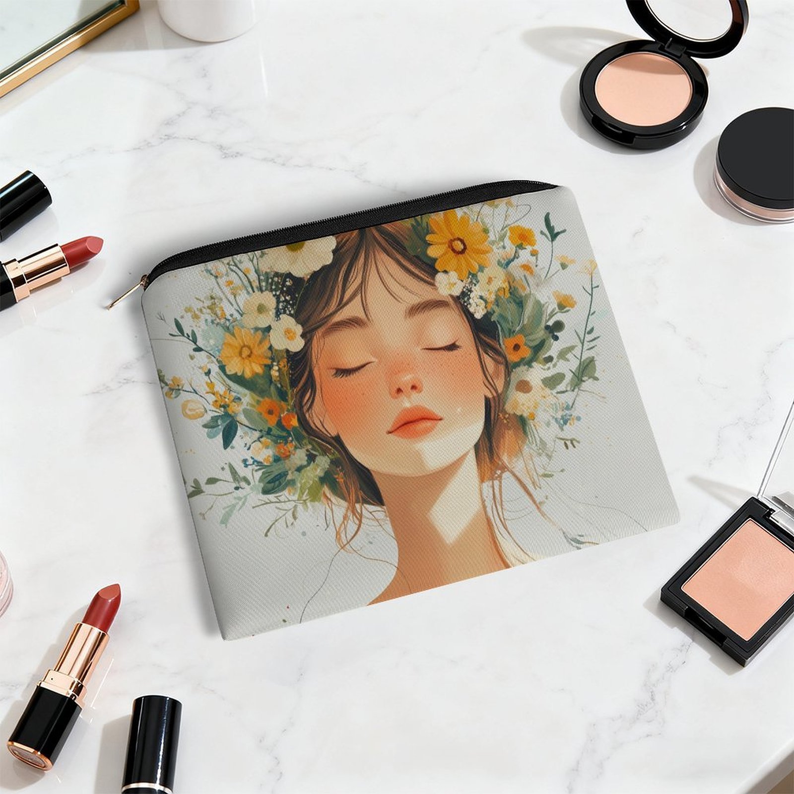 Big pouch bag floral abstract pattern 8.9"(L) × 6.5"(W) - Image 5