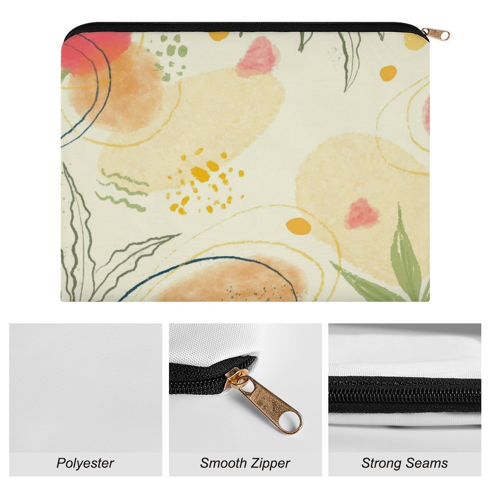 Big pouch floral abstract pattern 8.9"(L) × 6.5"(W) - Image 7