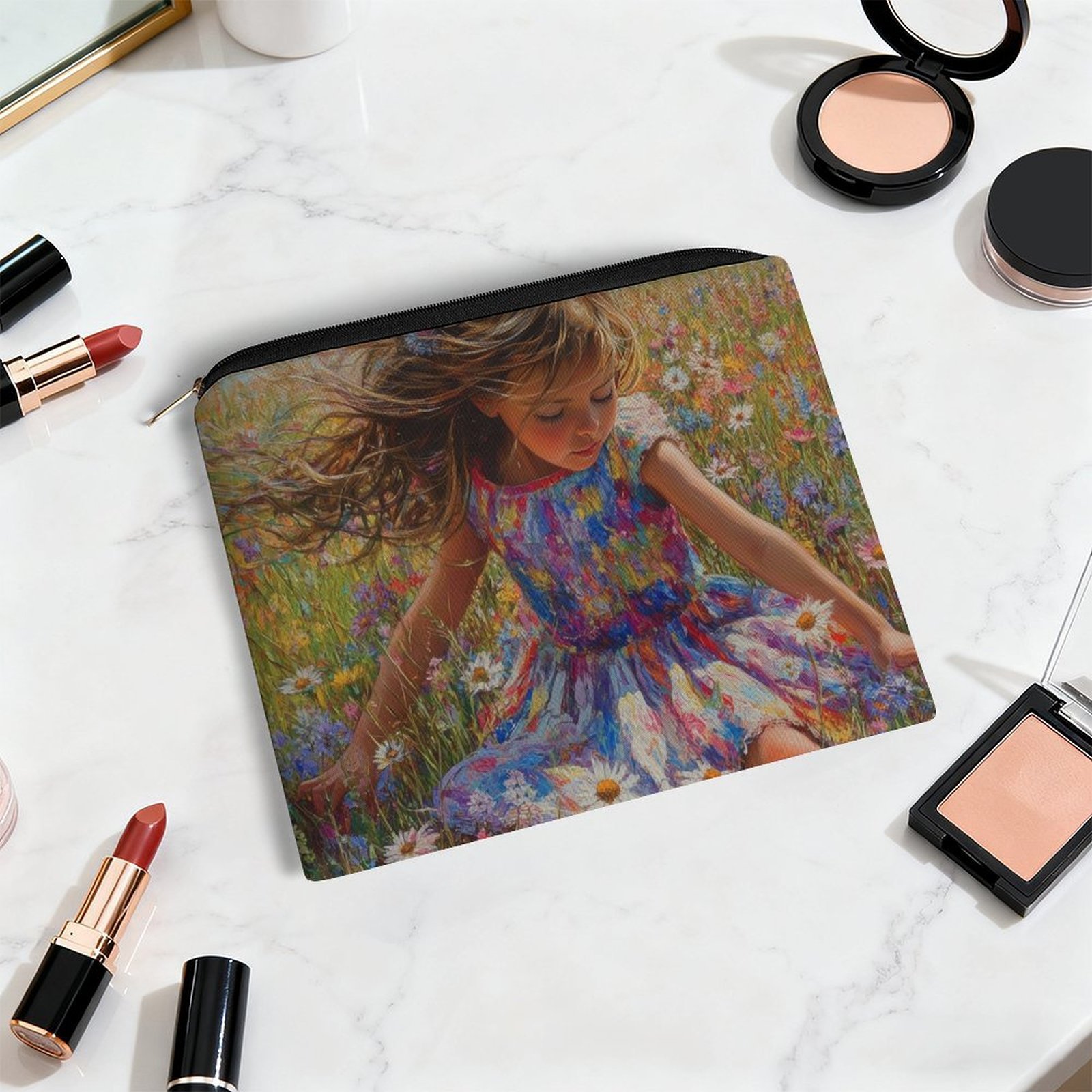 Big pouch bag floral abstract pattern 8.9"(L) × 6.5"(W) - Image 5