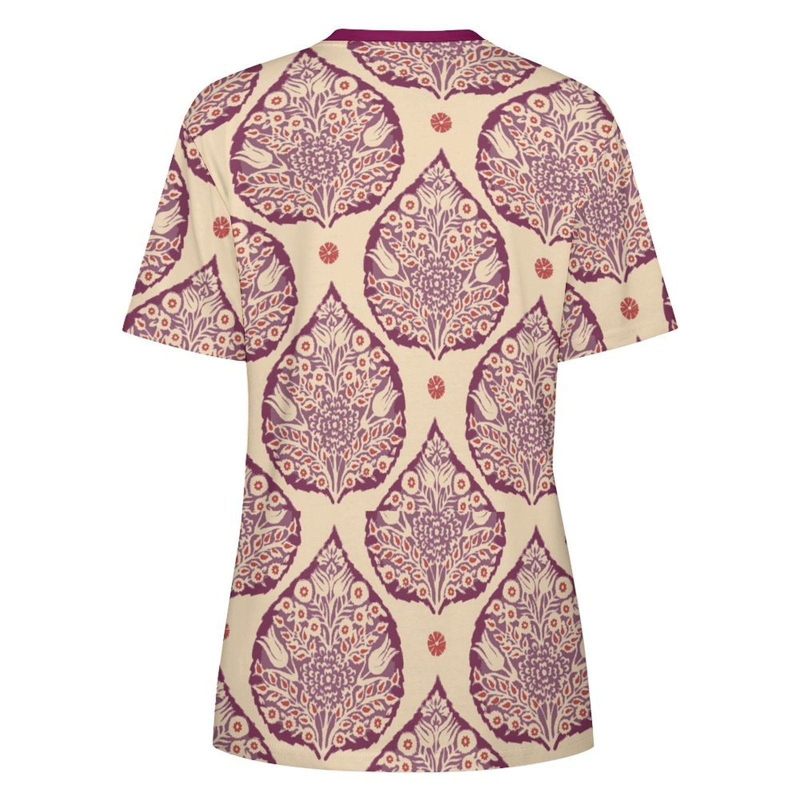 purple leaf flowers All-Over Print Women's Cotton T-Shirt - Image 2