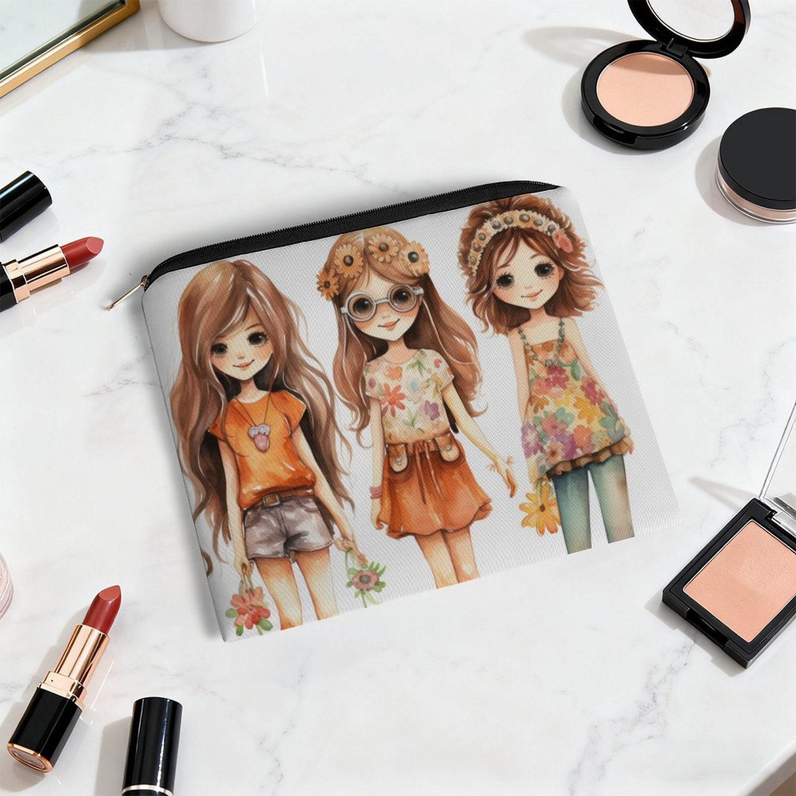 Big pouch bag floral abstract pattern 8.9"(L) × 6.5"(W) - Image 5
