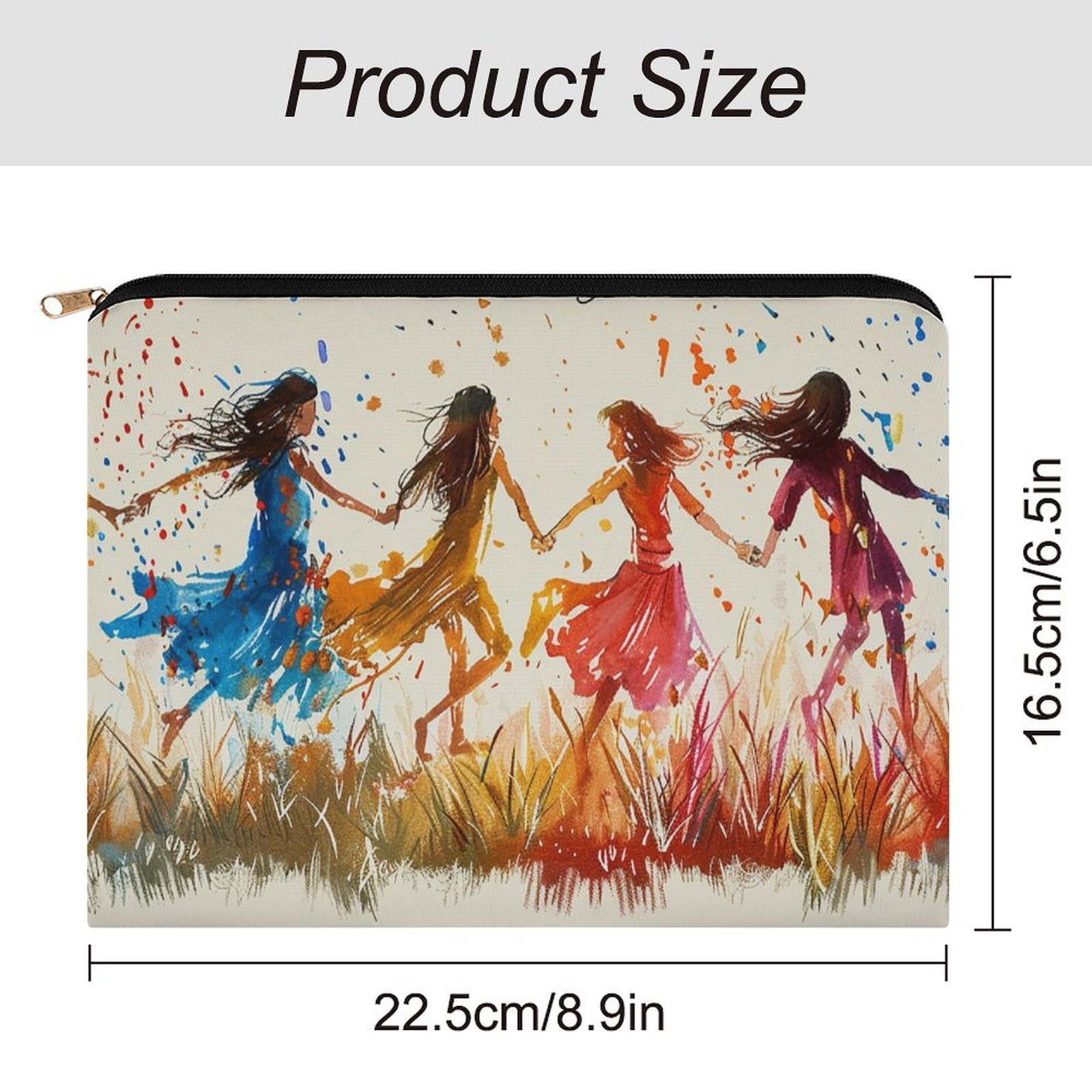 Big pouch bag floral abstract pattern 8.9"(L) × 6.5"(W) - Image 2