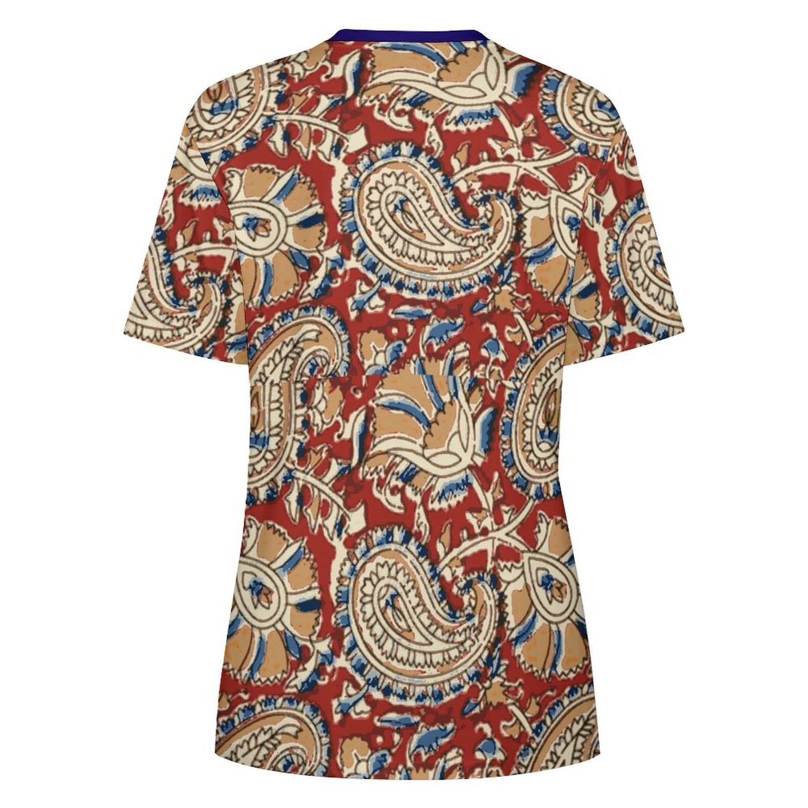 yellow rust blue flowers All-Over Print Women's Cotton T-Shirt - Image 2