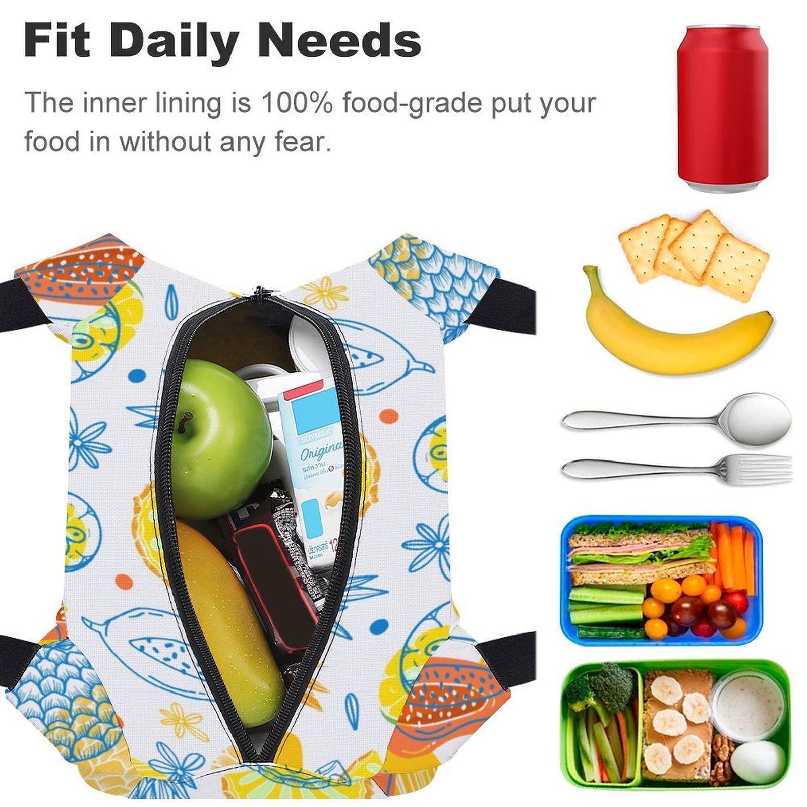 Reusable water resistant lunch bag tote for work, picnics, outdoor, traveling or shopping easy carry - Image 4