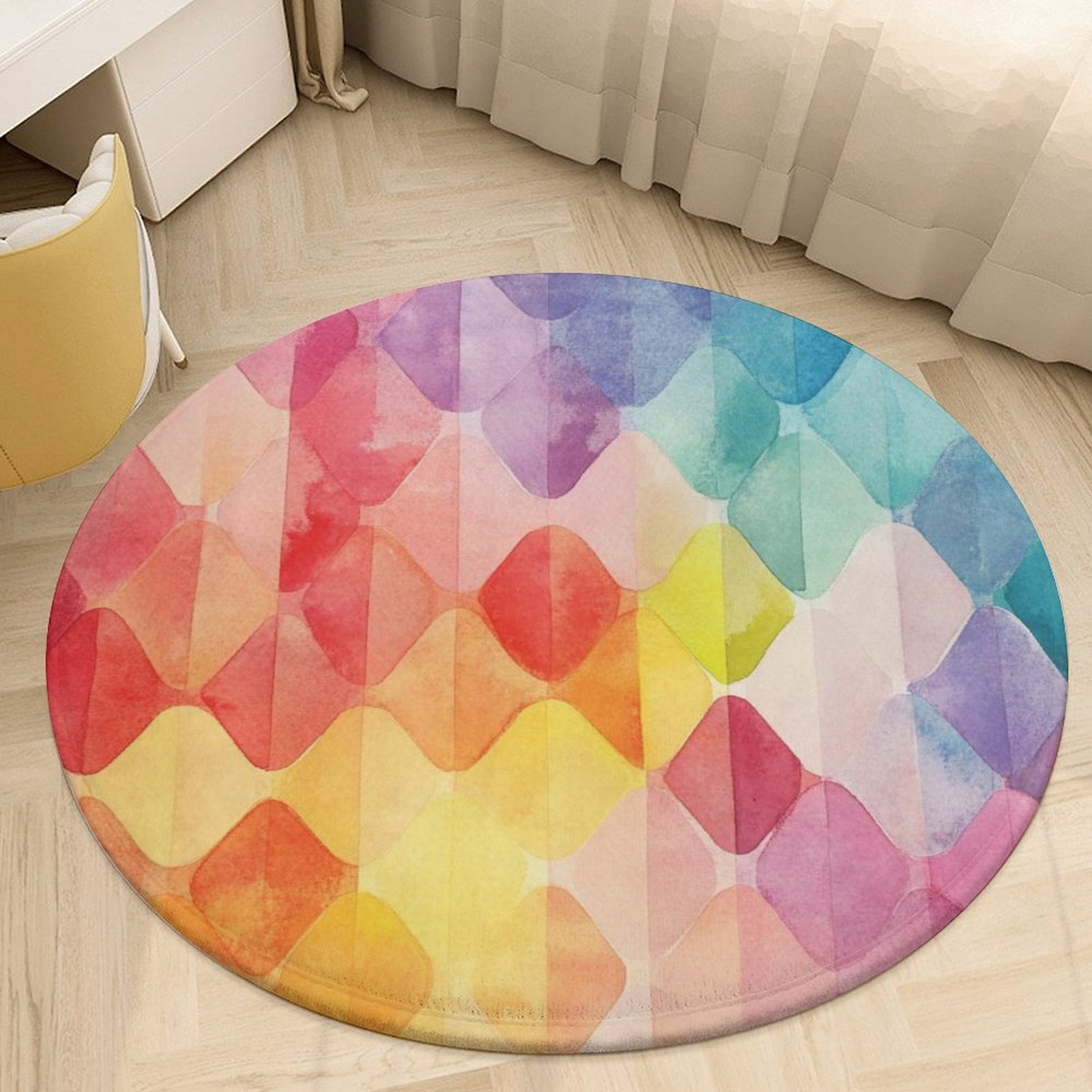 Designer Velvet Floor Mat Multicolor 90*90cm - Image 3