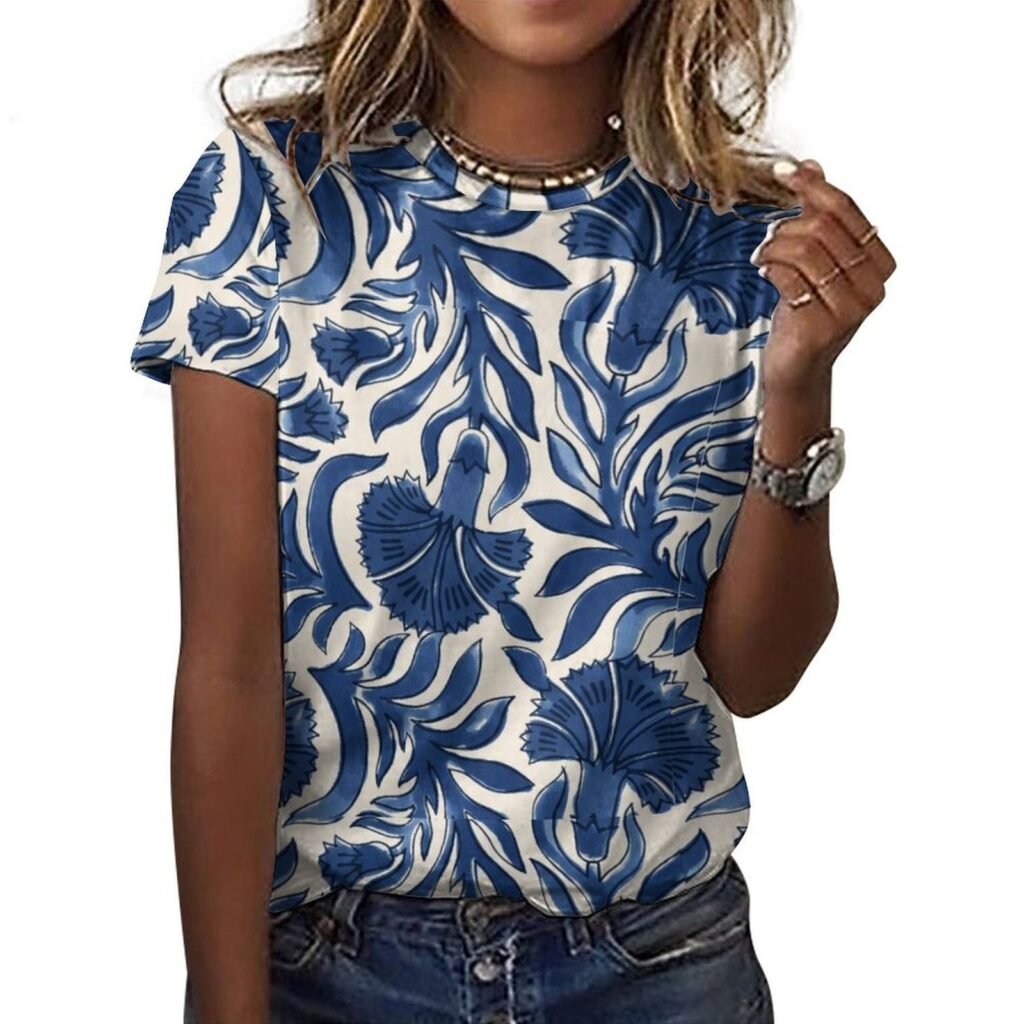 floral All-Over Print Women's Cotton T-Shirt