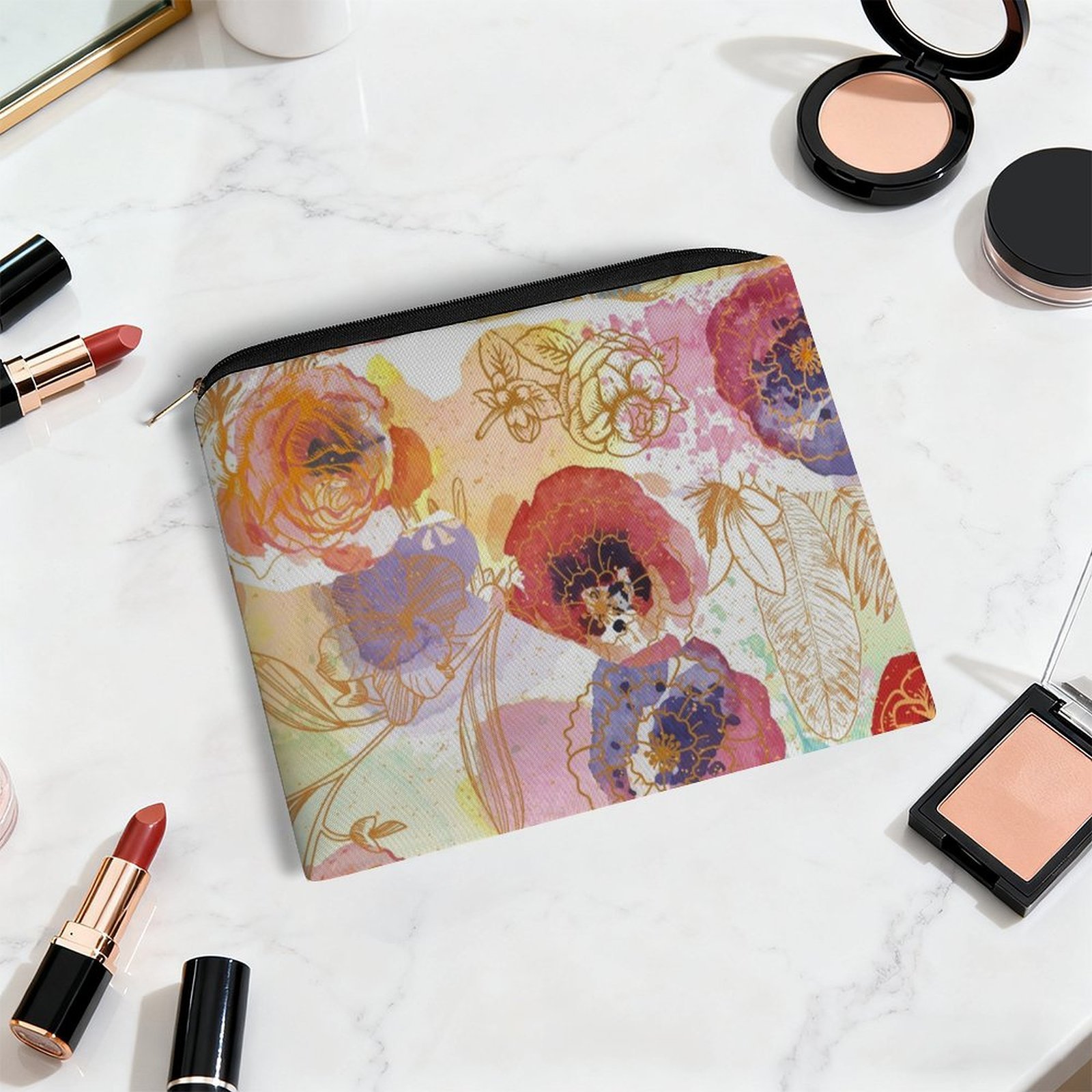 Big pouch bag floral abstract pattern 8.9"(L) × 6.5"(W) - Image 5