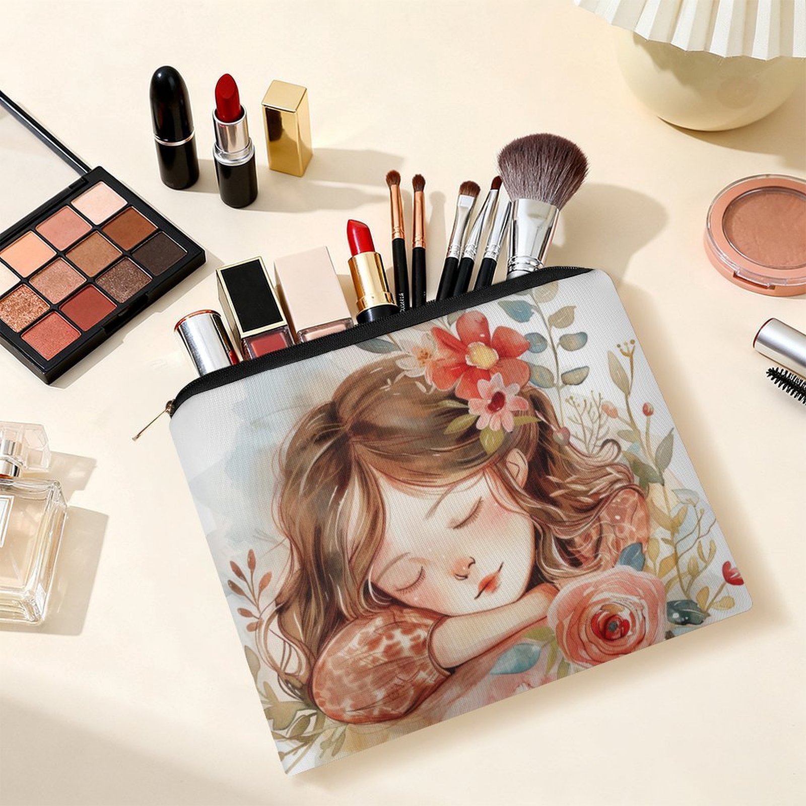 Big pouch bag floral abstract pattern 8.9"(L) × 6.5"(W) - Image 6