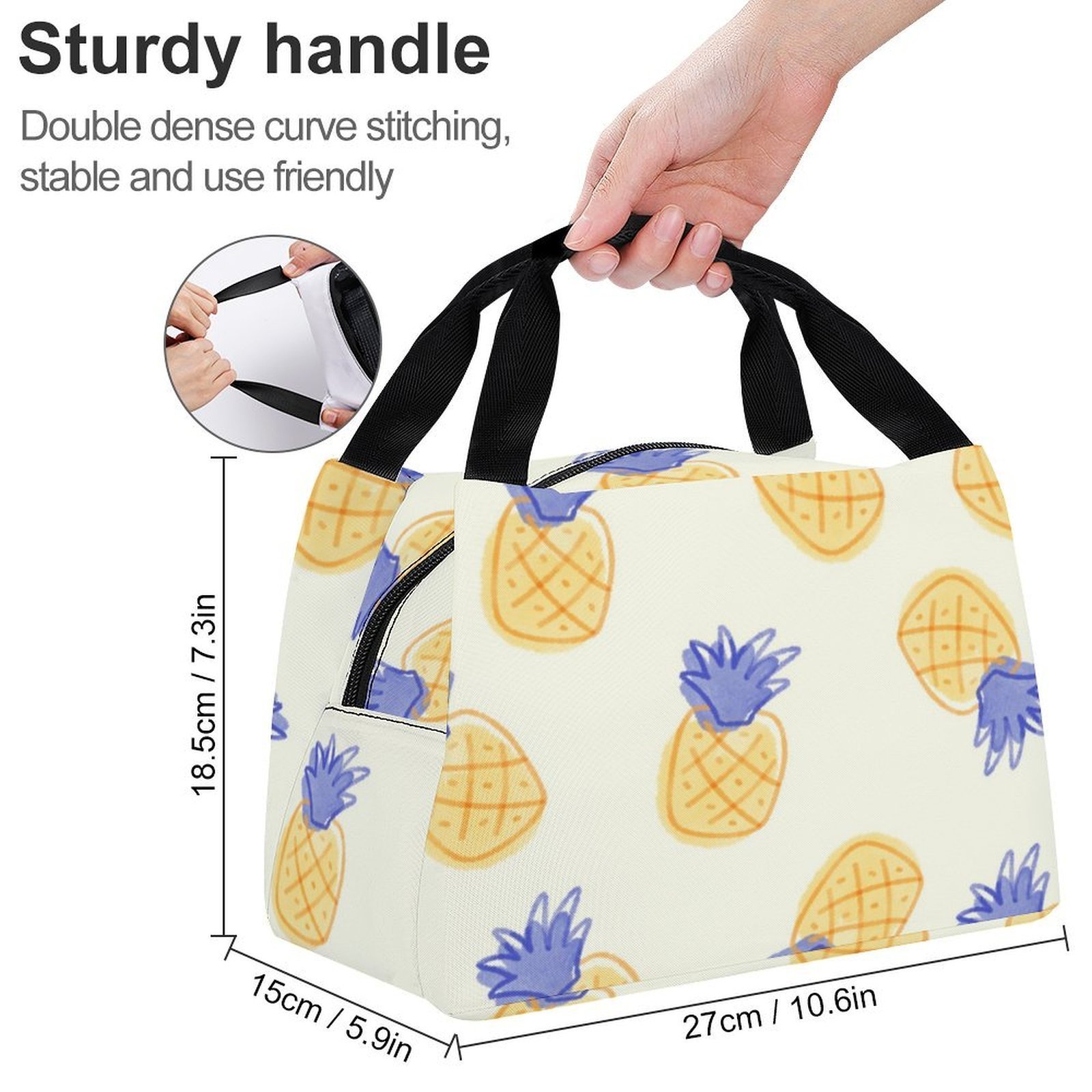 Reusable water resistant lunch bag tote for work, picnics, outdoor, traveling or shopping easy carry - Image 2