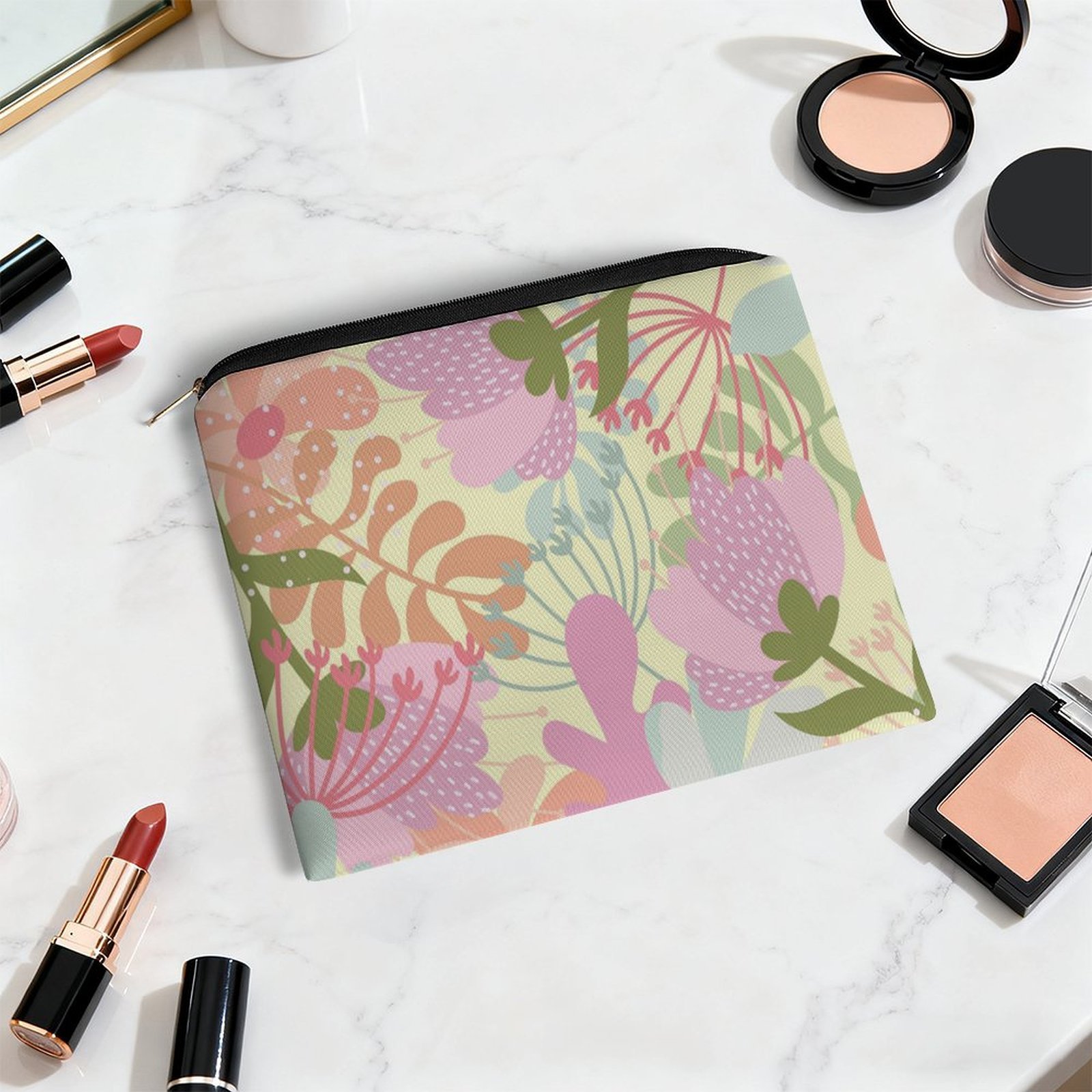 Big pouch bag floral abstract pattern 8.9"(L) × 6.5"(W) - Image 5