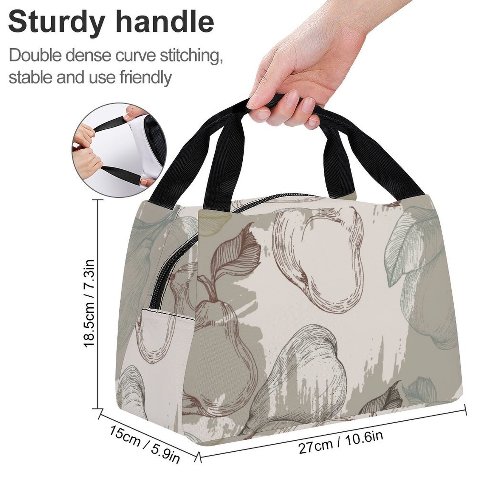 Reusable water resistant lunch bag tote for work, picnics, outdoor, traveling or shopping easy carry - Image 2