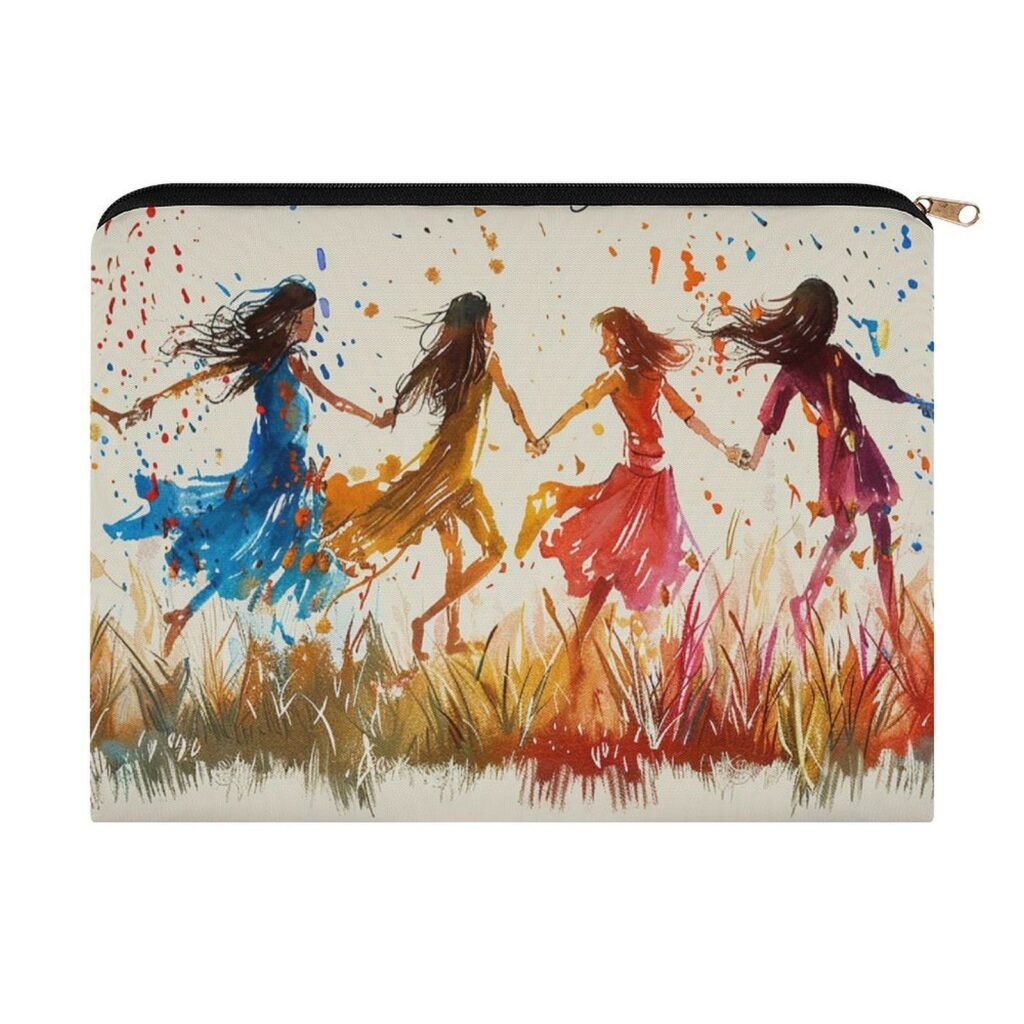 Big pouch bag floral abstract pattern 8.9"(L) × 6.5"(W)