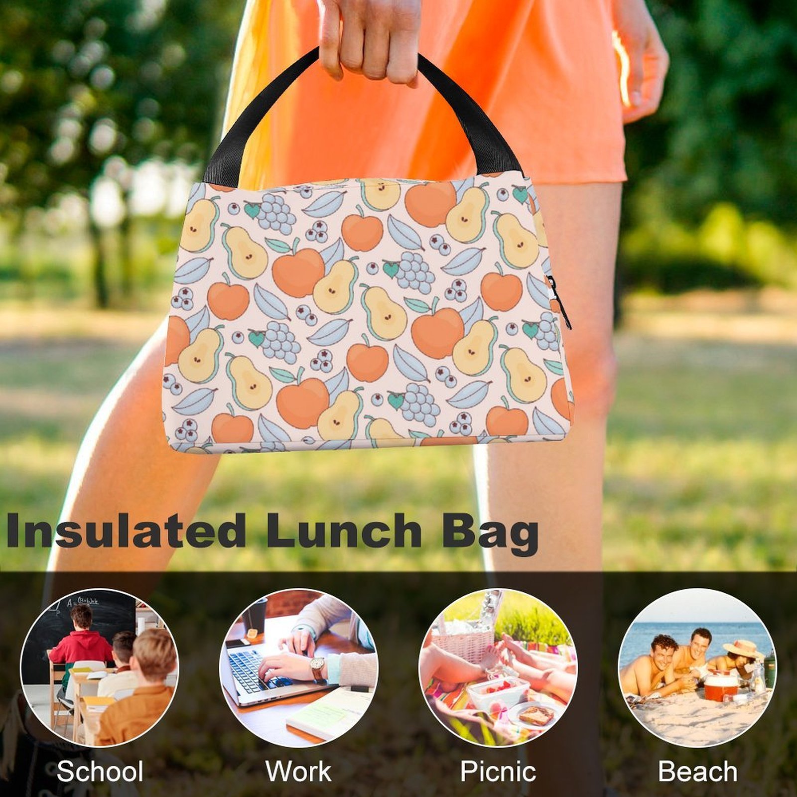 Reusable water resistant lunch bag tote for work, picnics, outdoor, traveling or shopping easy carry - Image 8