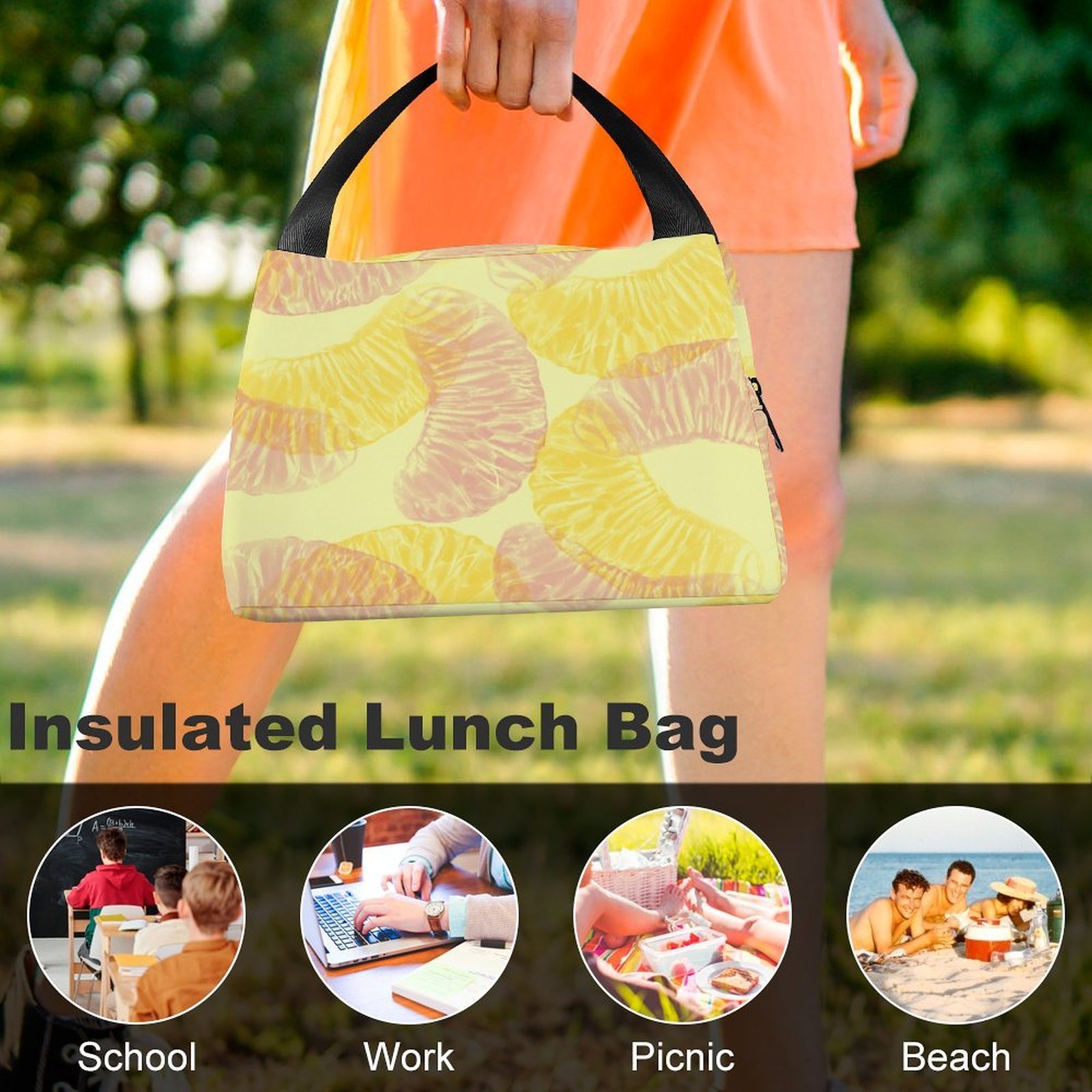 Reusable water resistant lunch bag tote for work, picnics, outdoor, traveling or shopping easy carry - Image 8