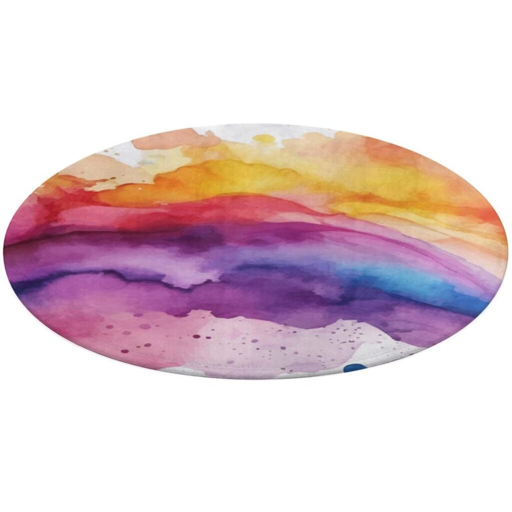 Designer Area Rug Circular Carpet multicolor