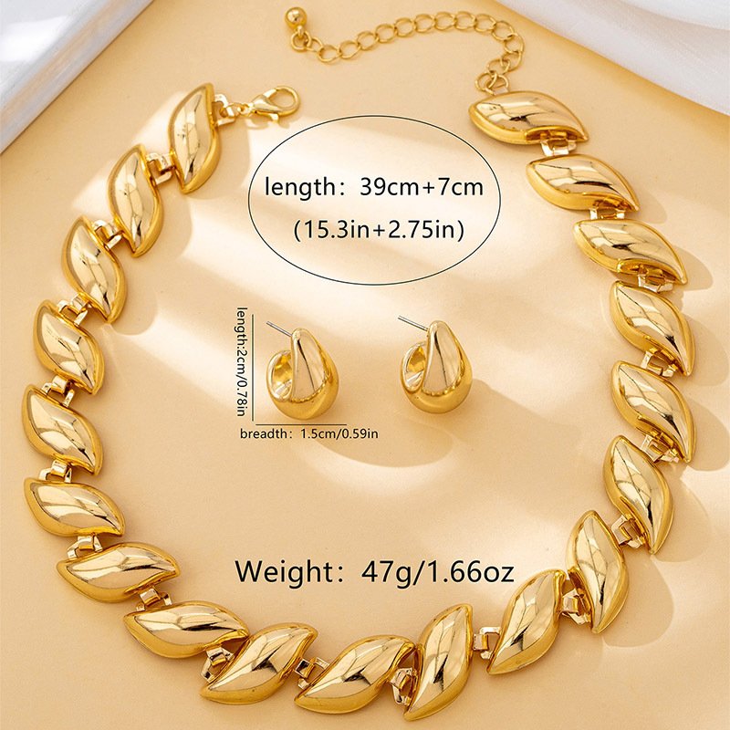 Leaf Necklace and Water Drop Earring Set - Image 5