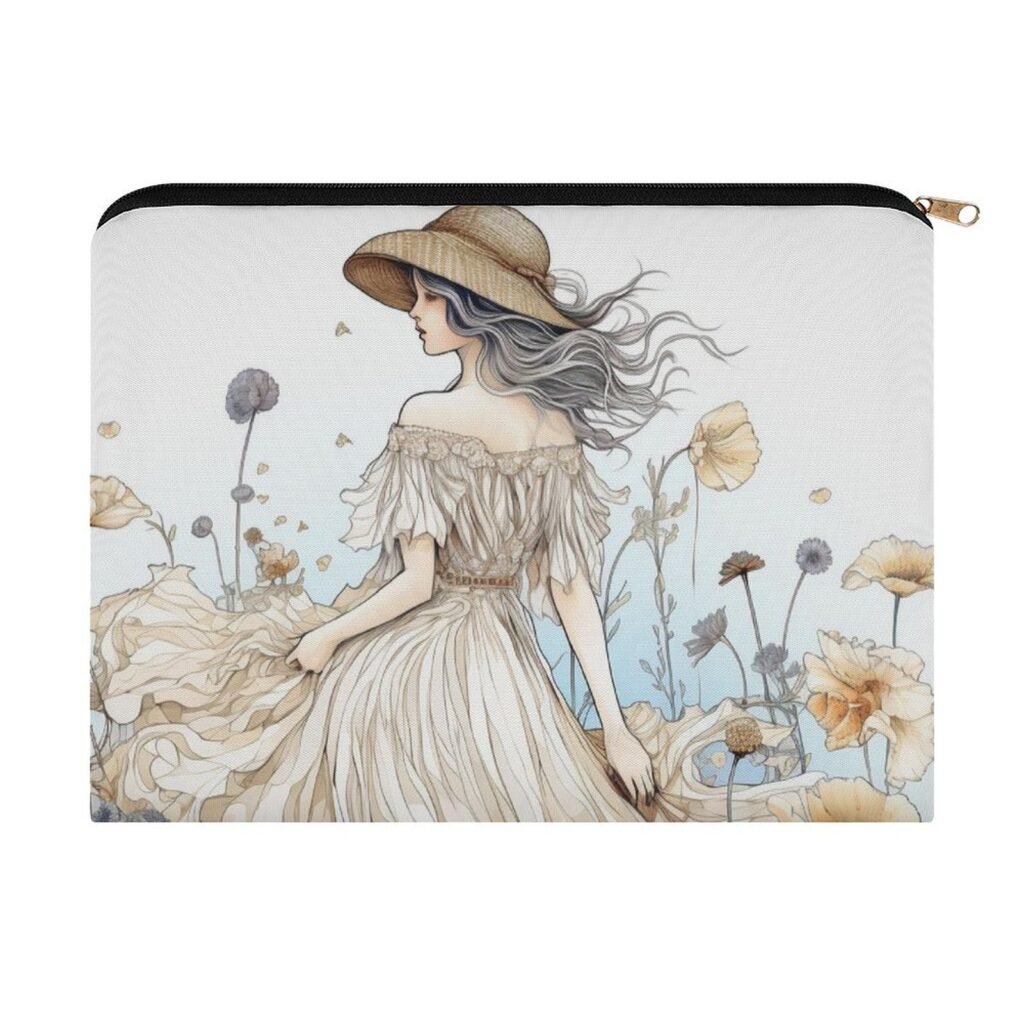 Big pouch bag floral abstract pattern 8.9"(L) × 6.5"(W)
