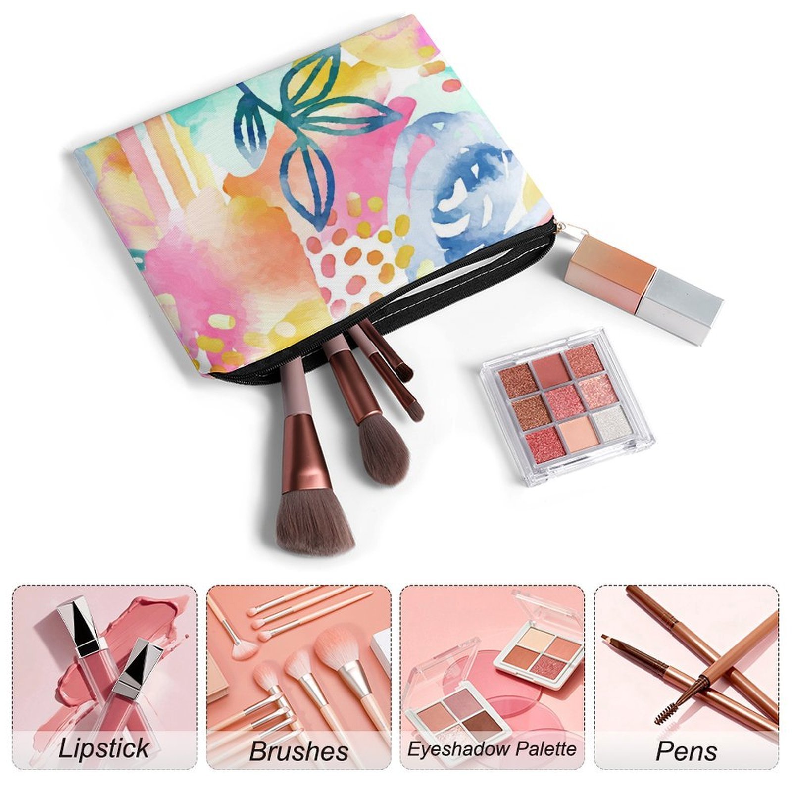 Big pouch floral abstract pattern 8.9"(L) × 6.5"(W) - Image 3