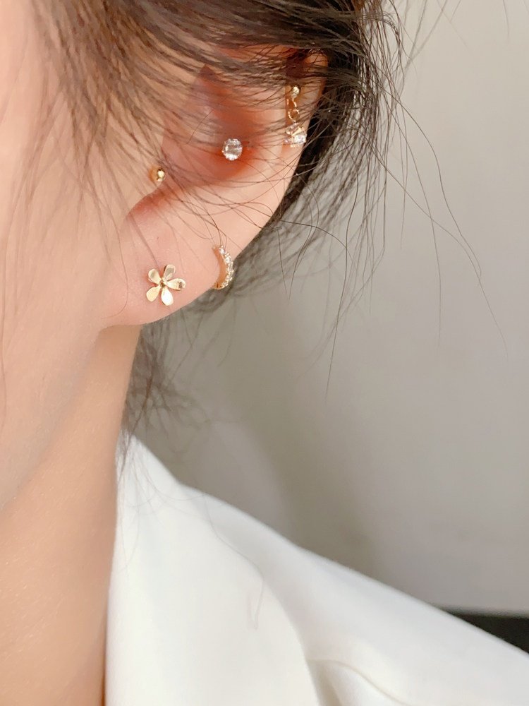 14K pure solid Gold Petal Earrings - Image 4