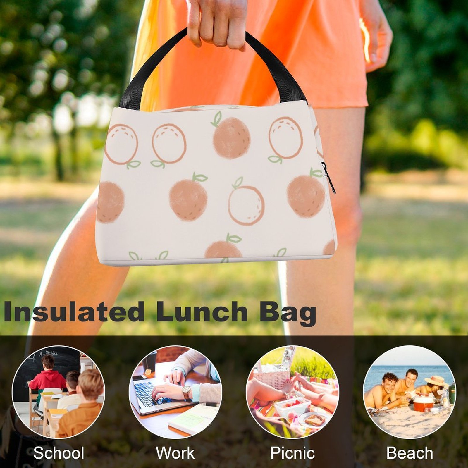 Reusable water resistant lunch bag tote for work, picnics, outdoor, traveling or shopping easy carry - Image 8