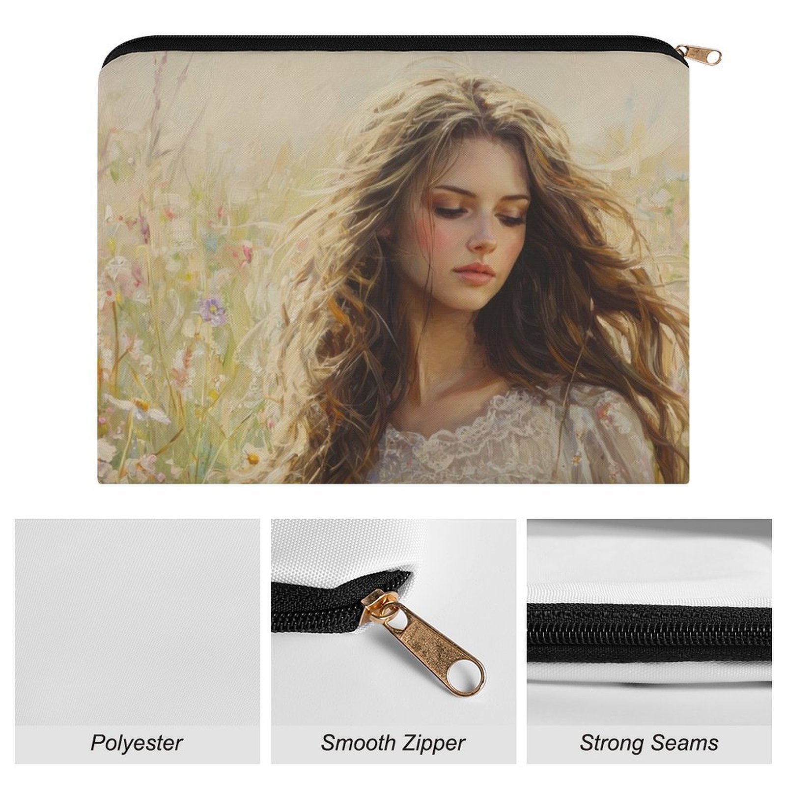 Big pouch bag floral abstract pattern 8.9"(L) × 6.5"(W) - Image 7