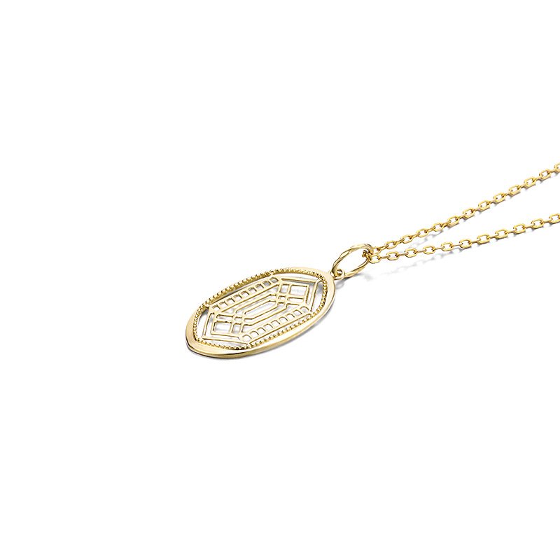 9k pure gold Geometric Oval Gold Pendant Necklace - Image 4