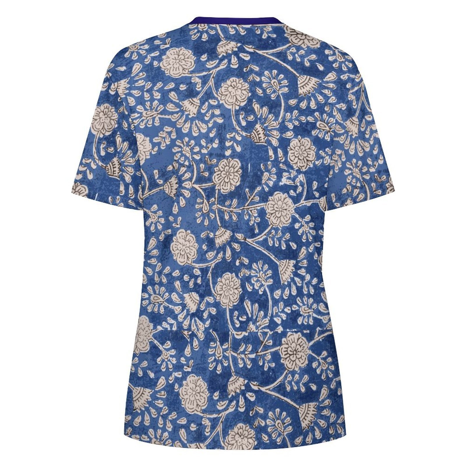 blue white design All-Over Print Women's Cotton T-Shirt - Image 2