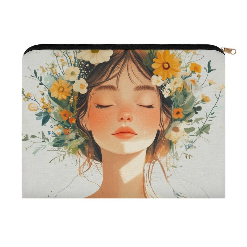 Big pouch bag floral abstract pattern 8.9"(L) × 6.5"(W)