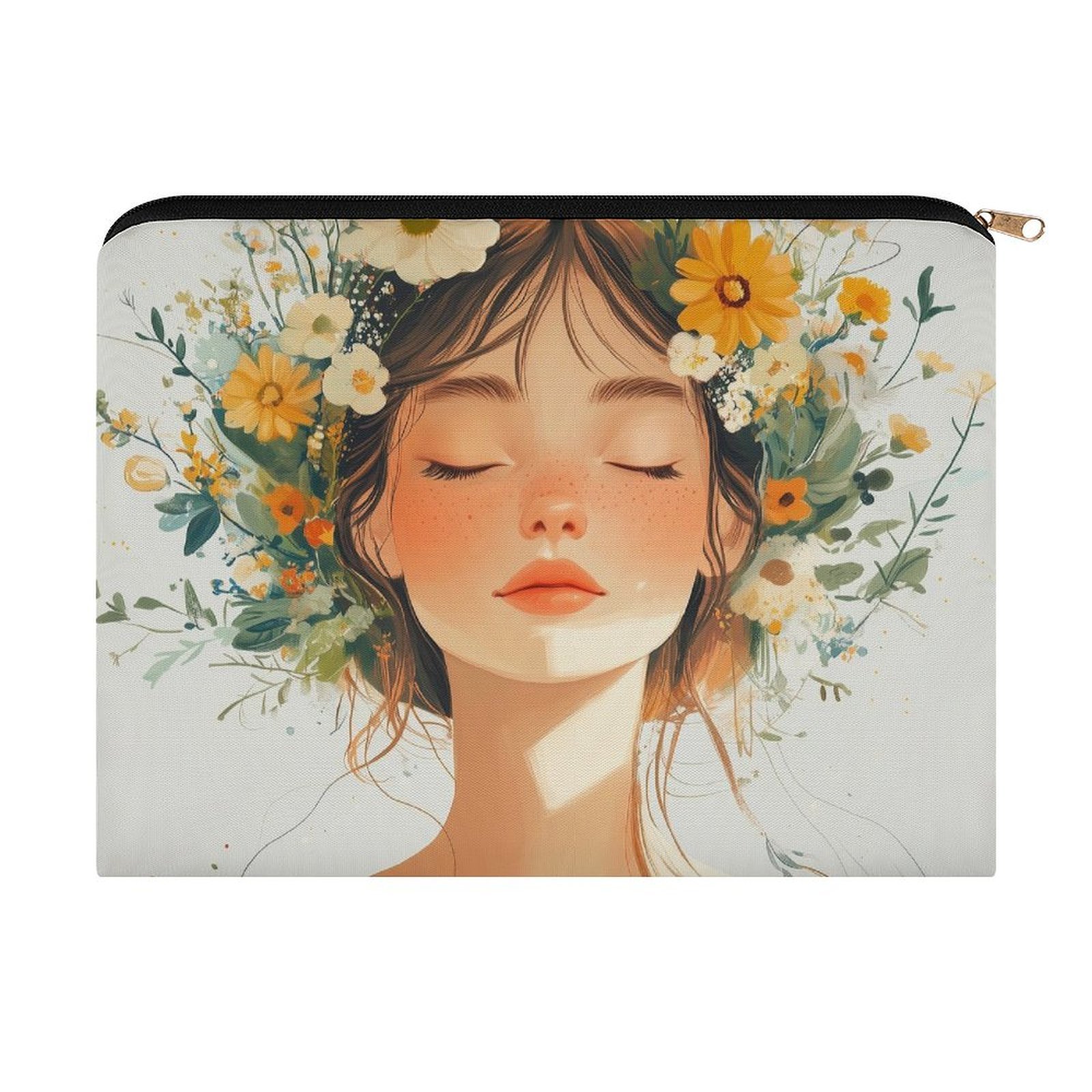 Big pouch bag floral abstract pattern 8.9"(L) × 6.5"(W)