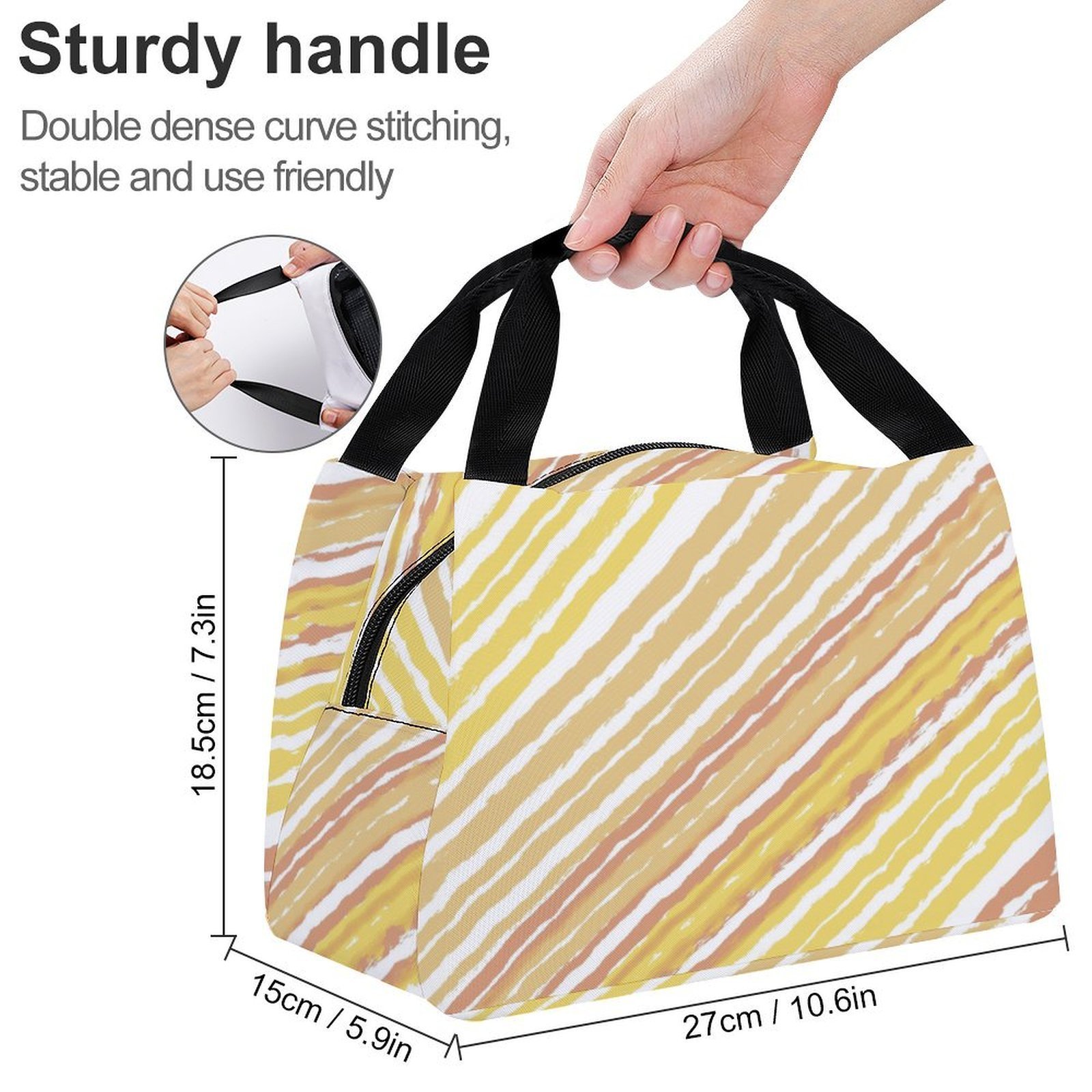 Reusable water resistant lunch bag tote for work, picnics, outdoor, traveling or shopping easy carry - Image 2