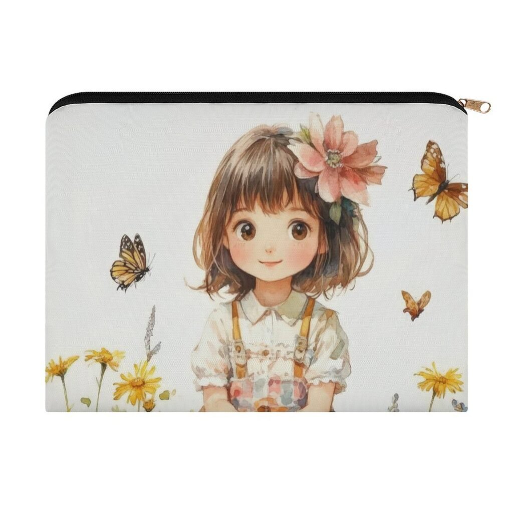 Big pouch bag floral abstract pattern 8.9"(L) × 6.5"(W)