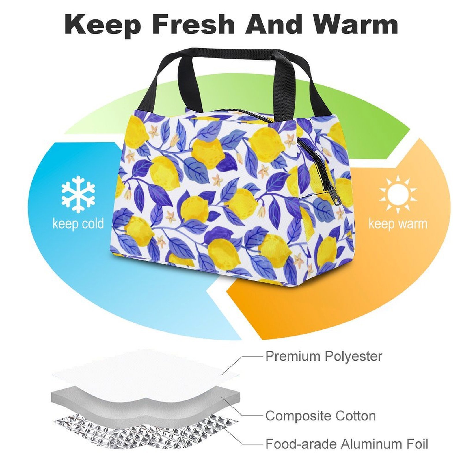 Reusable water resistant lunch bag tote for work, picnics, outdoor, traveling or shopping easy carry - Image 3