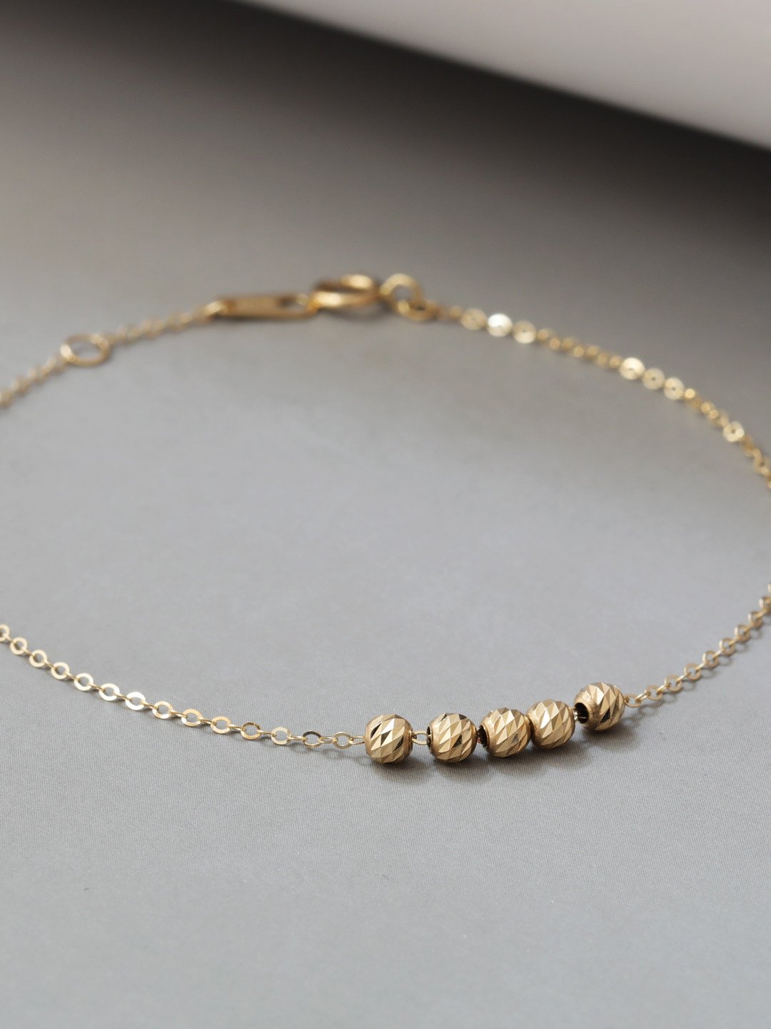14K Gold Faceted Ball Bracelet - Image 5