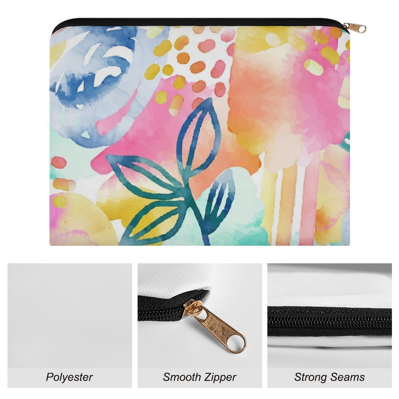 Big pouch floral abstract pattern 8.9"(L) × 6.5"(W) - Image 7