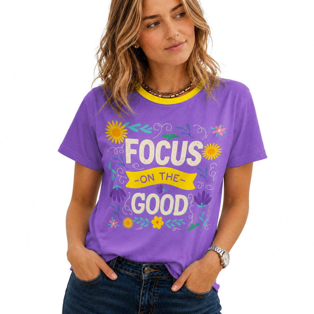 tshirt  with quotations - Focus on the good - in Pure cotton