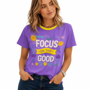 tshirt with quotations - Focus on the good - in Pure cotton