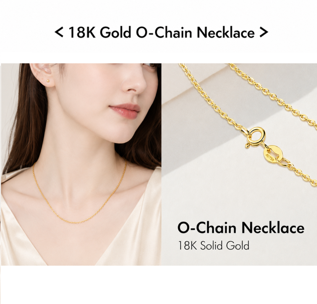 18K Gold Chain Necklace for Women