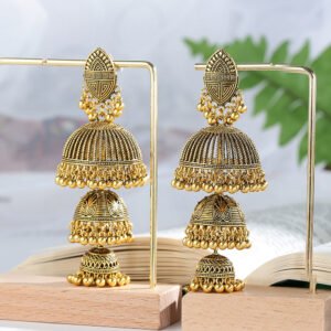 Ethnic Tassel Earrings with Pearl Accents jhumka jewelry