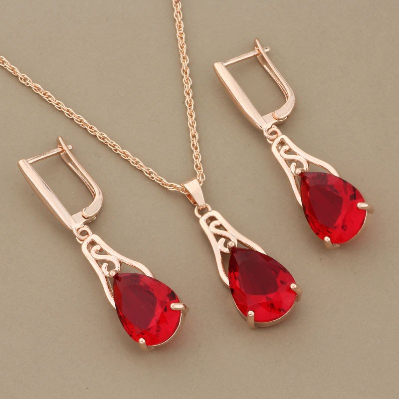 Zircon Teardrop Earring and Pendant - Image 3