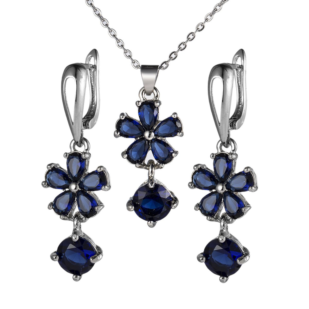 Ethnic Sapphire Blue Zircon Necklace Set - Image 5