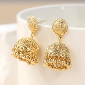 Earrings Golden-plated Handmade Jumka Ethical