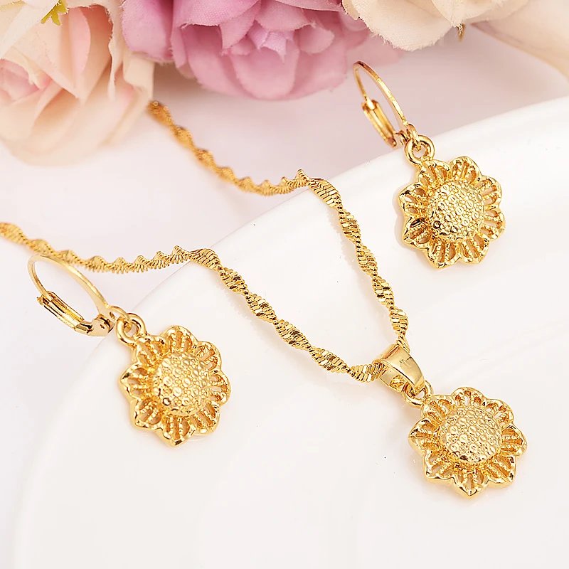 Fashion Gold Color Jewelry for Women Necklace Earrings Set Party Accessories Dubai India Africa Gift