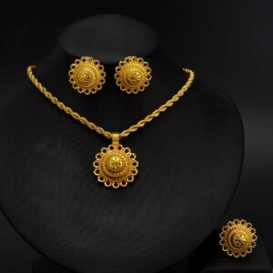 Ethnic Jewelry Set Necklace Pendant Earrings Ring Bridal Wedding Party Accessory Festival Gifts