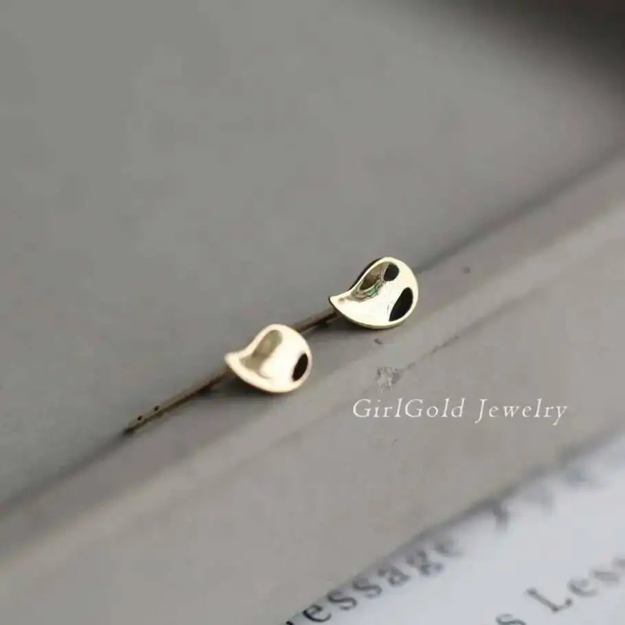GOLDtutu Solid 9K Gold Water Drop Drop Earrings, Twirl Stud Earring, Dainty, Minimal Bride, Wedding Gift, Bridesmaid, ok427 GOLDtutu Solid 9K Gold Water Drop Drop Earrings, Twirl Stud Earring, Dainty, Minimal Bride, Wedding Gift, Bridesmaid, ok427